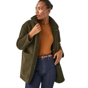 SPANX Reversible Suede Sherpa Olive Utility Jacket Size L